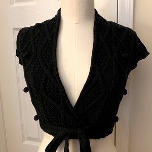 Free People Black Cap Sleeve Cable knit sweater